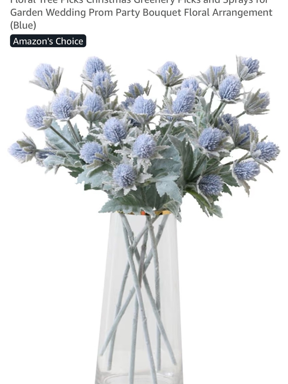 Blue Thistle Spray Bouquet - Home Accents Artificial Floral Arrangement